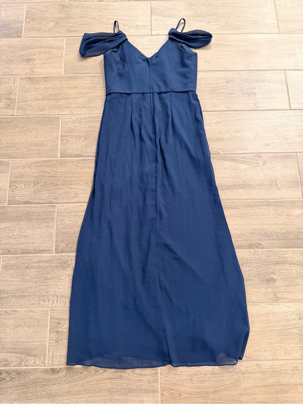 Navy Off-Shoulder Ruffle Gown - Picture 2 of 6